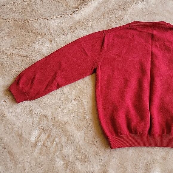 JANIE AND JACK RED WOOL V-NECK SWEATER, SIZE 4 - Picture 5 of 6